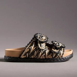 Sam Edelman Reina Woven Double Buckle Slide Sandals New!